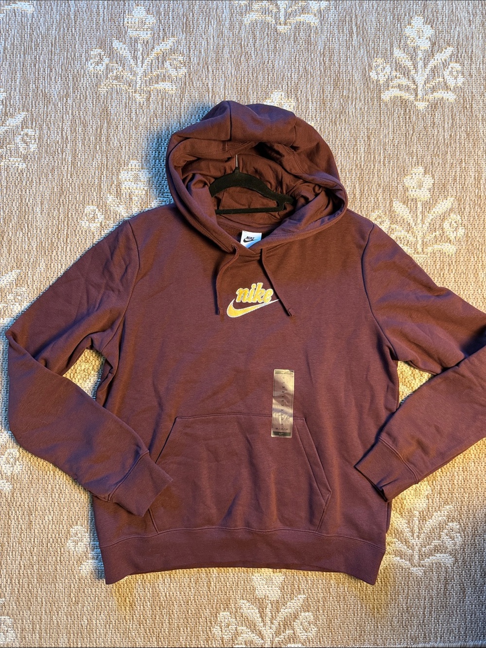 Nike Maroon Hoodie with Yellow Swoosh